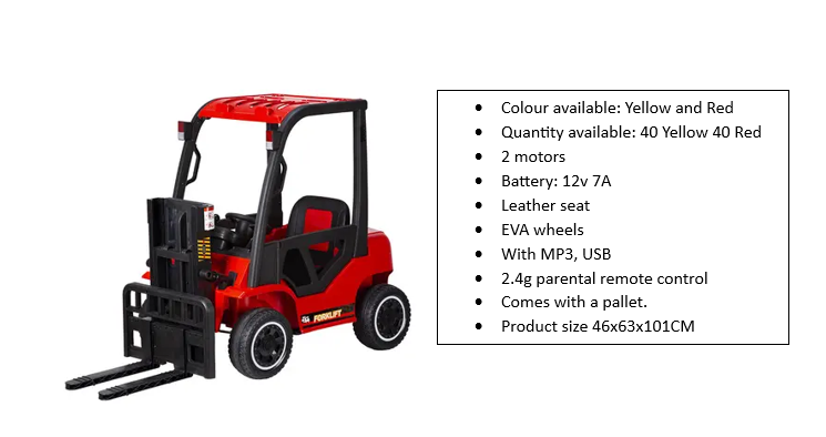 RIDE ON FORKLIFT RED 46x63x101CM