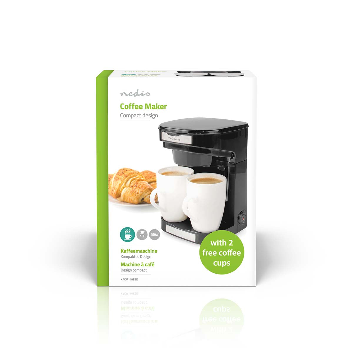 Nedis Compact Coffee Maker With 2 Porcelain Cups
