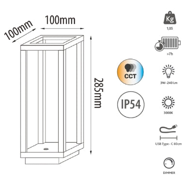Ginny 2.2W Battery Metal Lamp