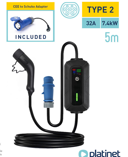 PLATINET 2-IN-1 PORTABLE EV QUICK CHARGER 5M