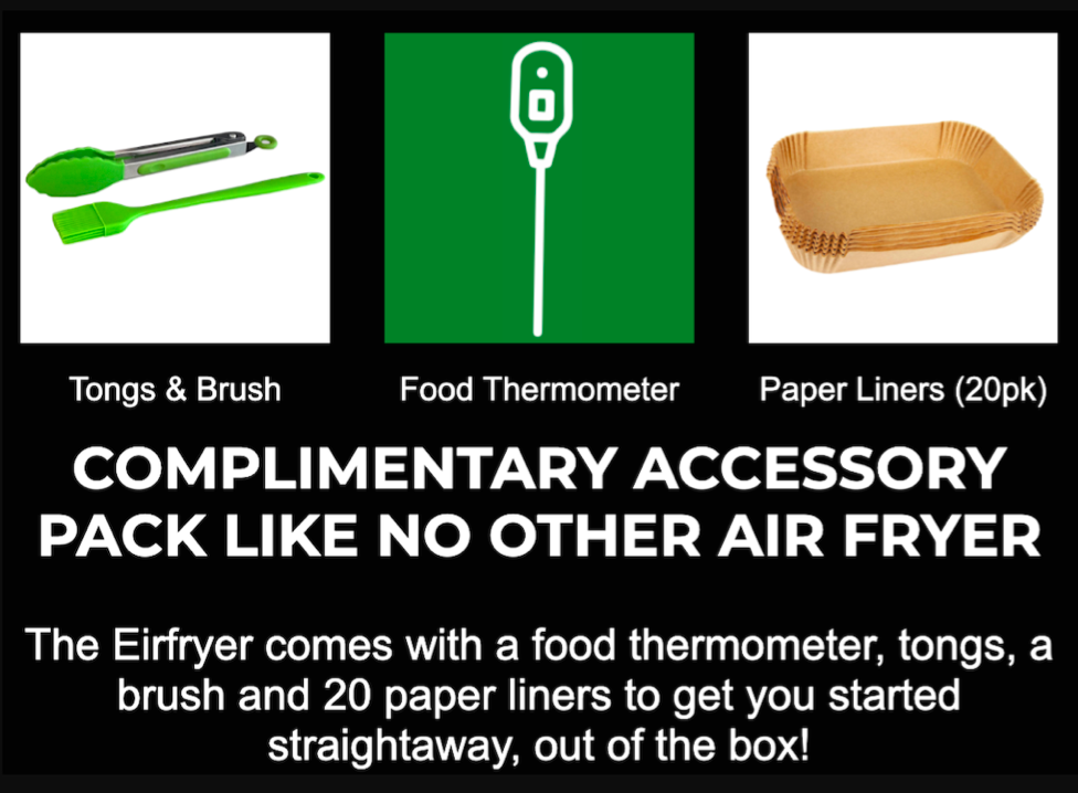 EirFryer 9L Dual Basket Air Fryer With Free Accessories
