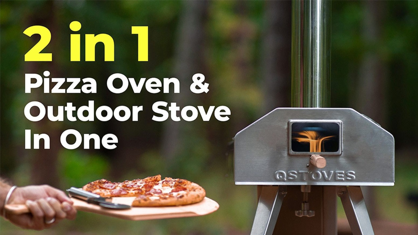 QubeStove 12 Inch 2-in-1 Pellet Burner And Hand Rotating Pizza Oven and Stove (Without Rotating Motor)