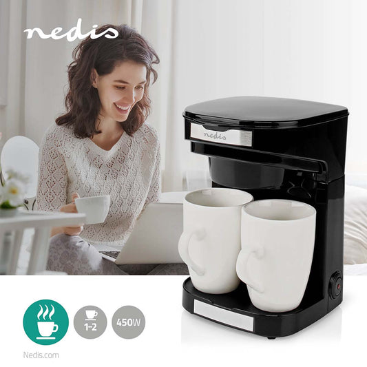 Nedis Compact Coffee Maker With 2 Porcelain Cups