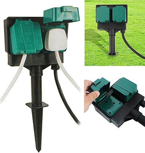 Twin Outdoor Garden Socket Cable 3M