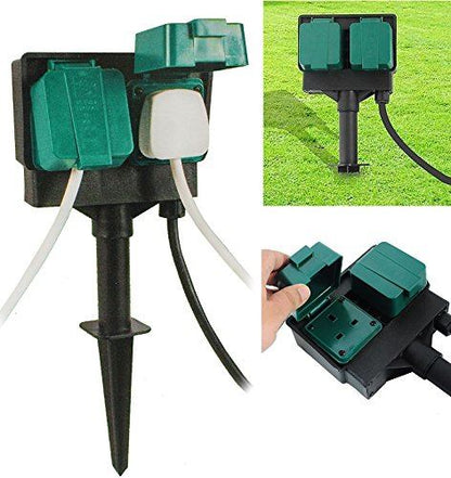 Twin Outdoor Garden Socket Cable 3M