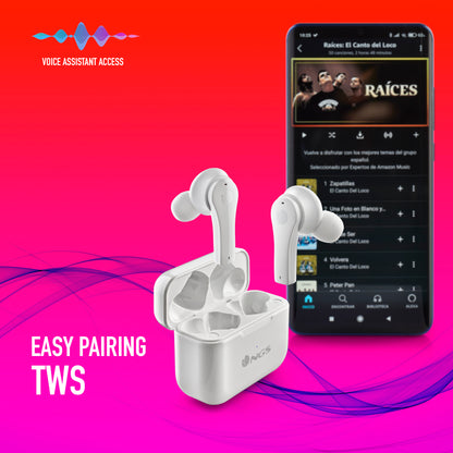 NGS ARTICA 24HR TWS EARBUDS BT 5.1 USB-C WHITE