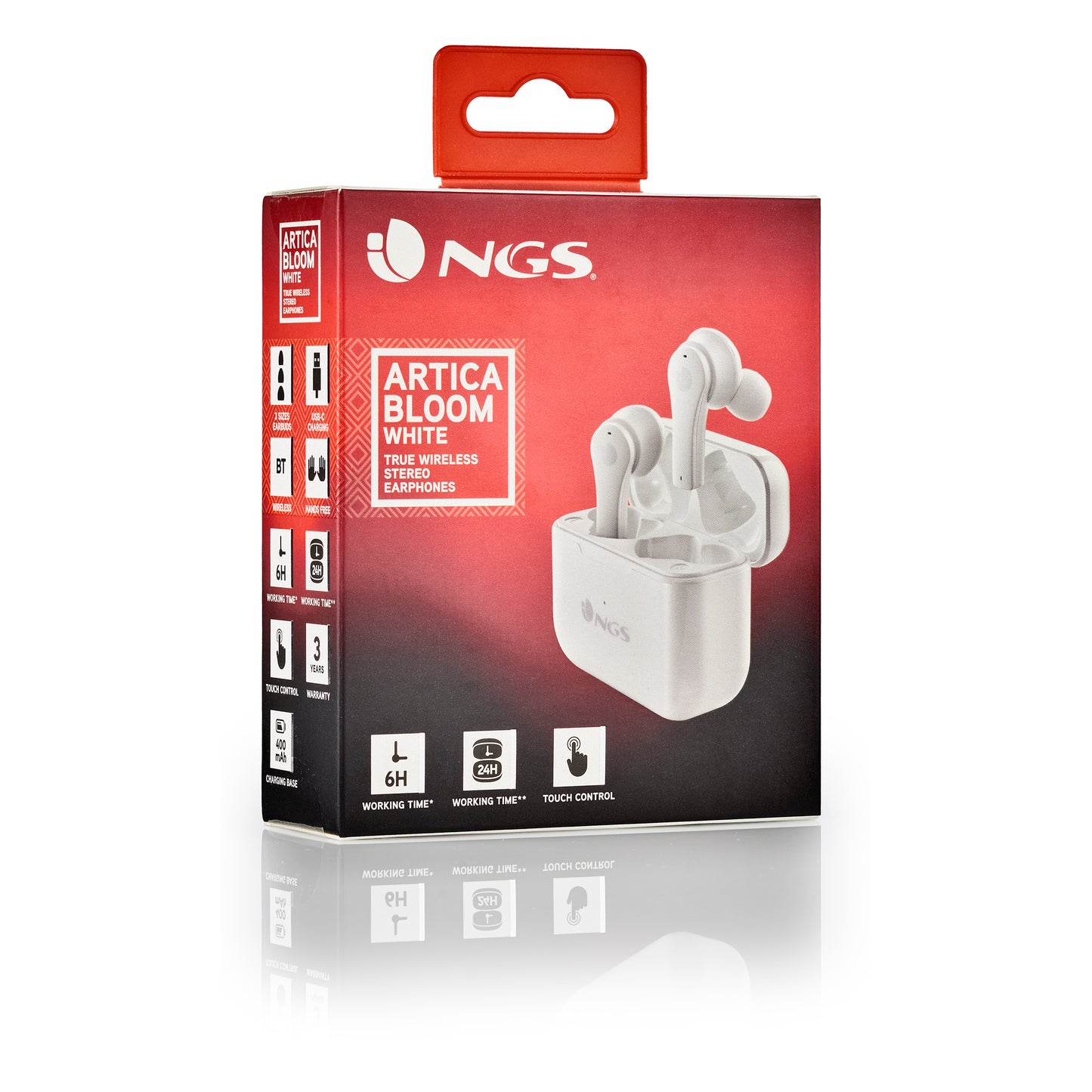 NGS ARTICA 24HR TWS EARBUDS BT 5.1 USB-C WHITE