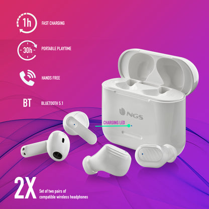 NGS TWS DUO 30HR 4 EARPODS WHITE