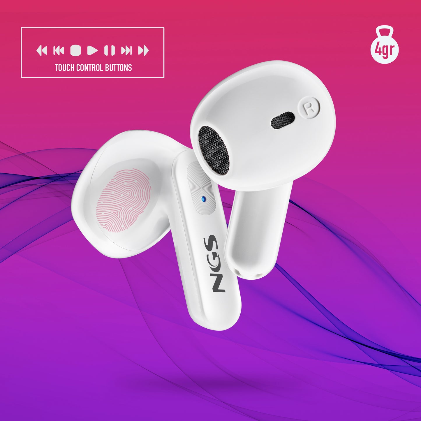 NGS TWS DUO 30HR 4 EARPODS WHITE