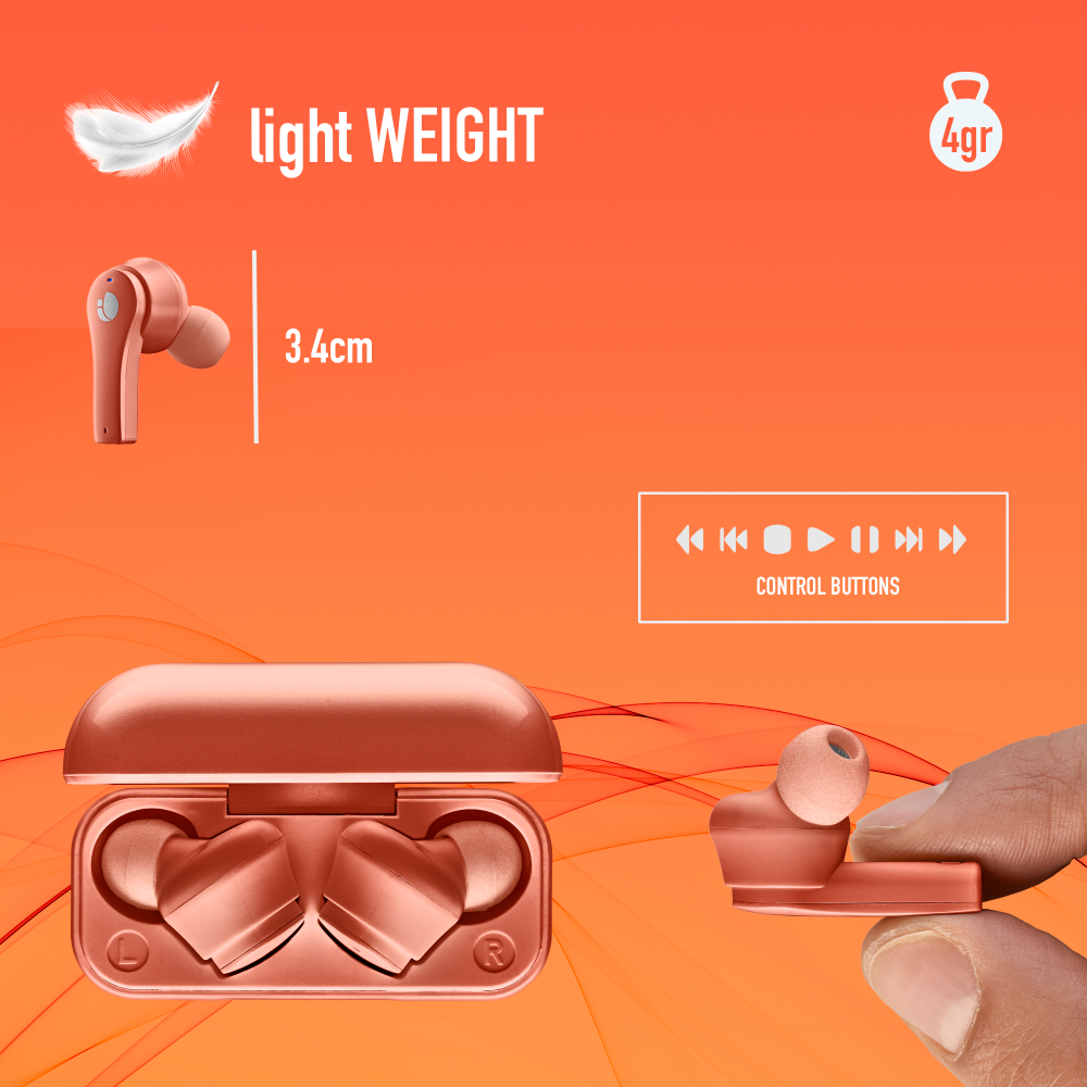 NGS ARTICA 24HR TWS EARBUDS BT 5.1 CORAL