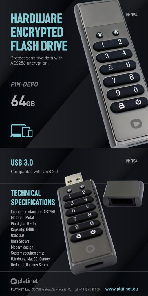 Platinet Secure Pin Pendrive 64GB